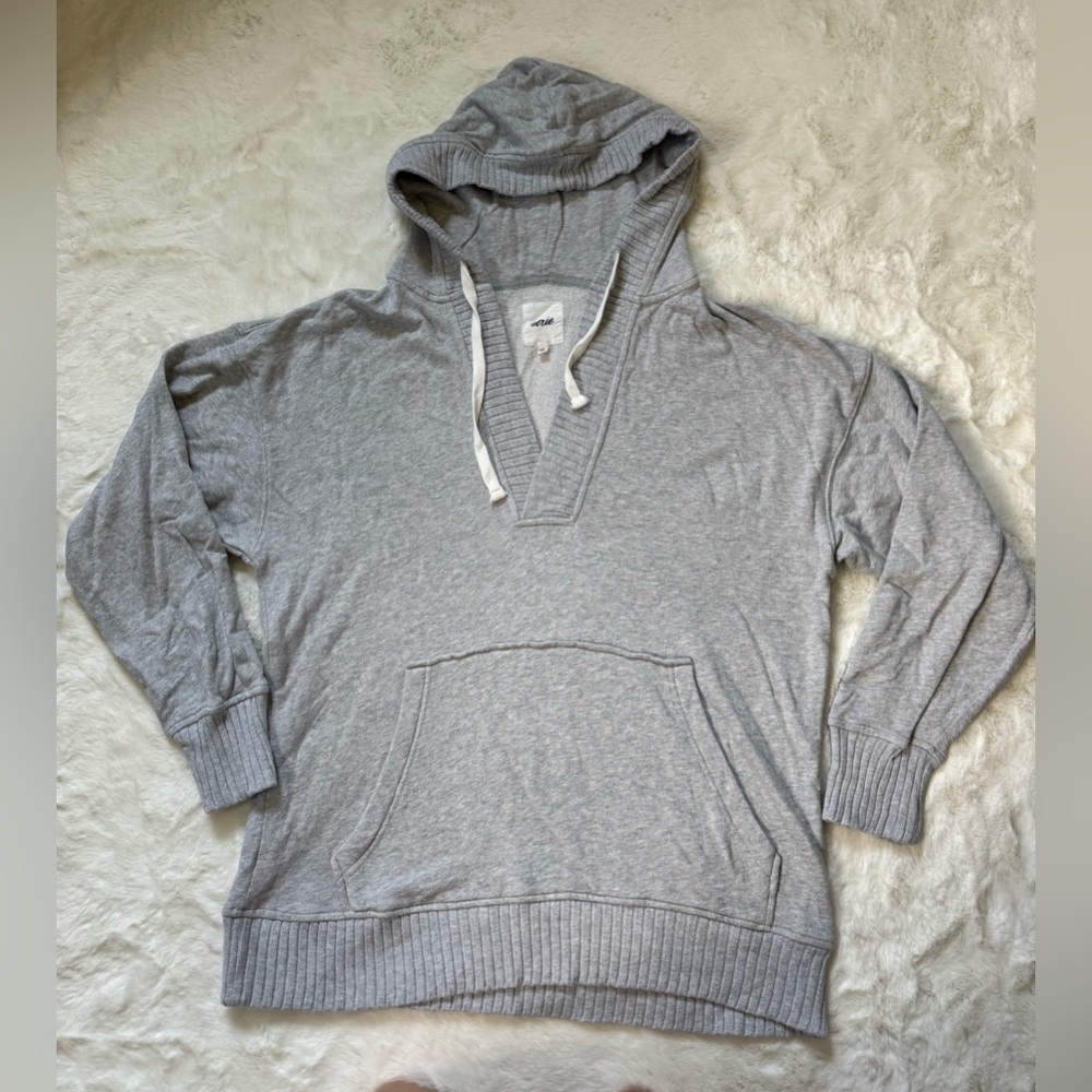 Aerie Light Gray Knit Hoodie